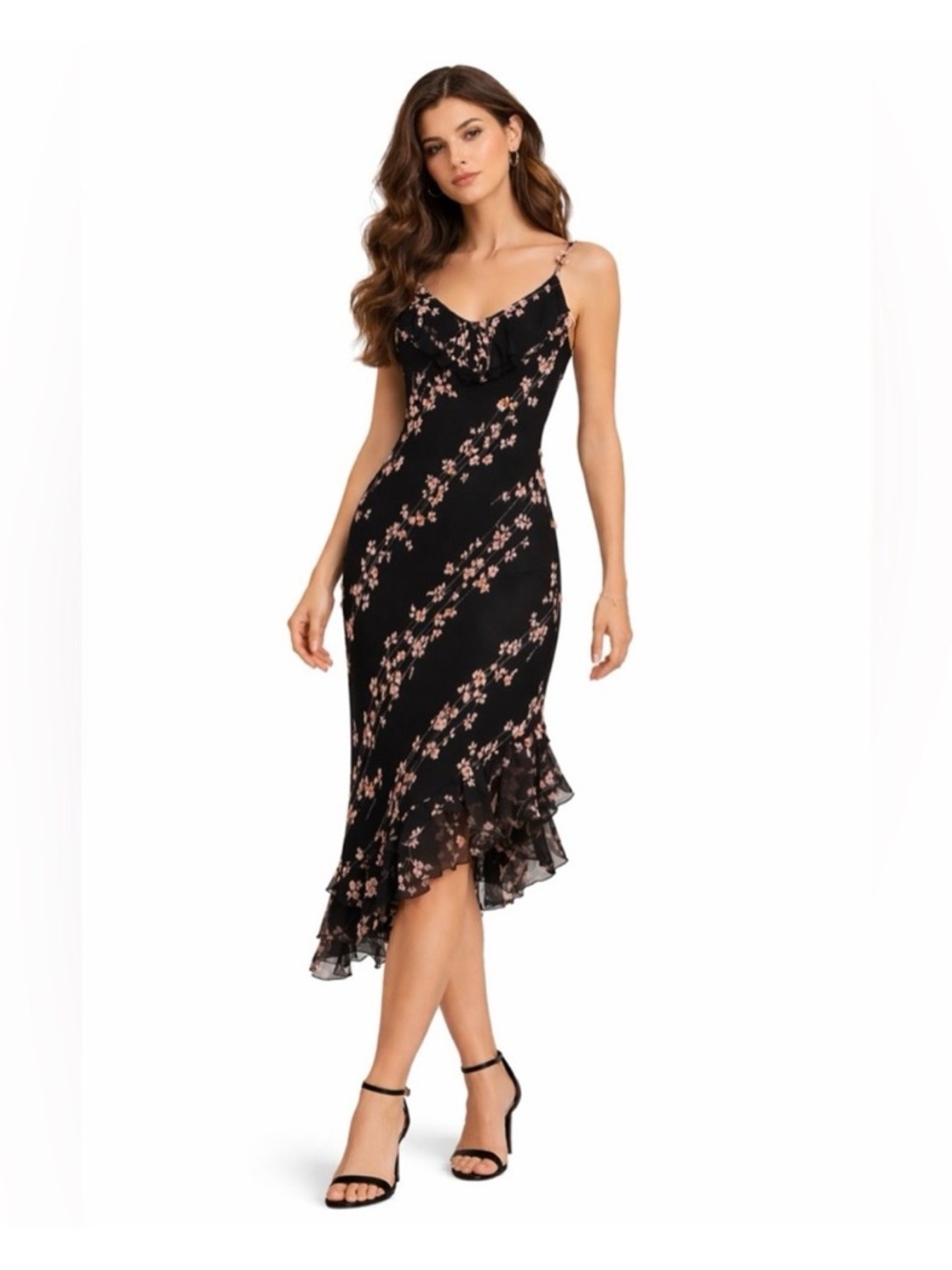 Dressbarn Collection Silk Floral Slip Dress Y2K Size 10